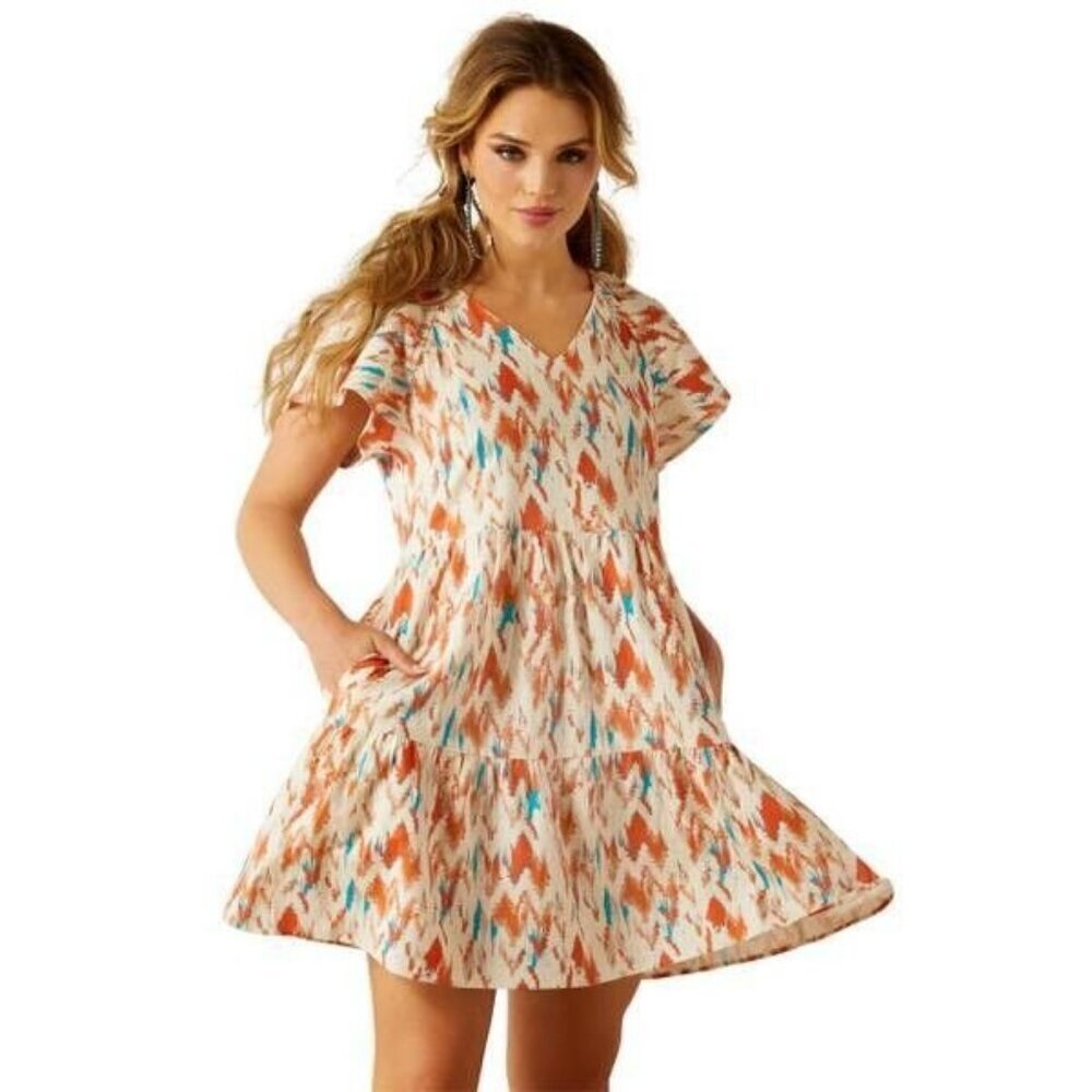 Ariat Women's XL Delilah Tiered Dress Painted Watercolor 10060369